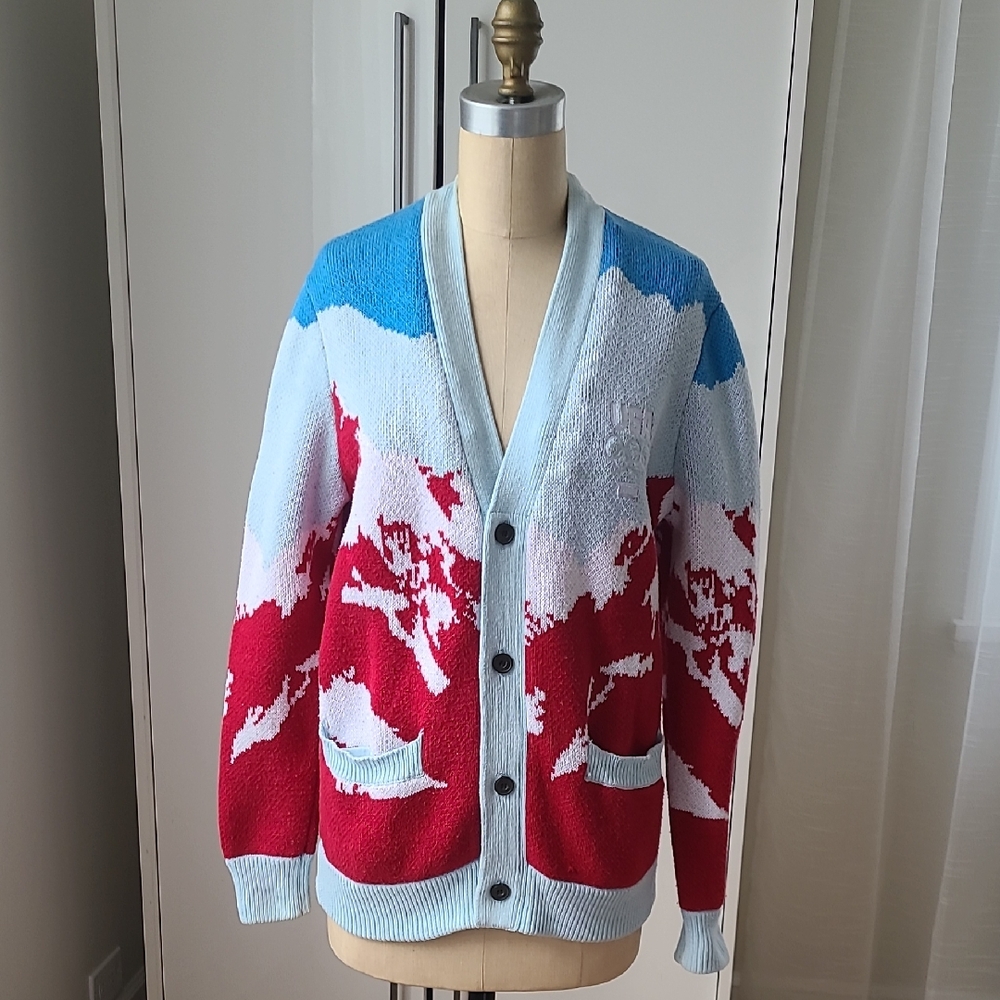 Colorful Cardigan with Abstract Design